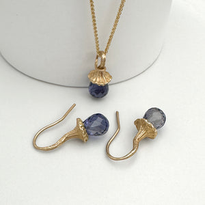 Marigold Twig Drop Necklace with Iolite Drop