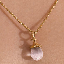 Load image into Gallery viewer, Marigold Twig Drop Necklace with Rose Quartz Drop
