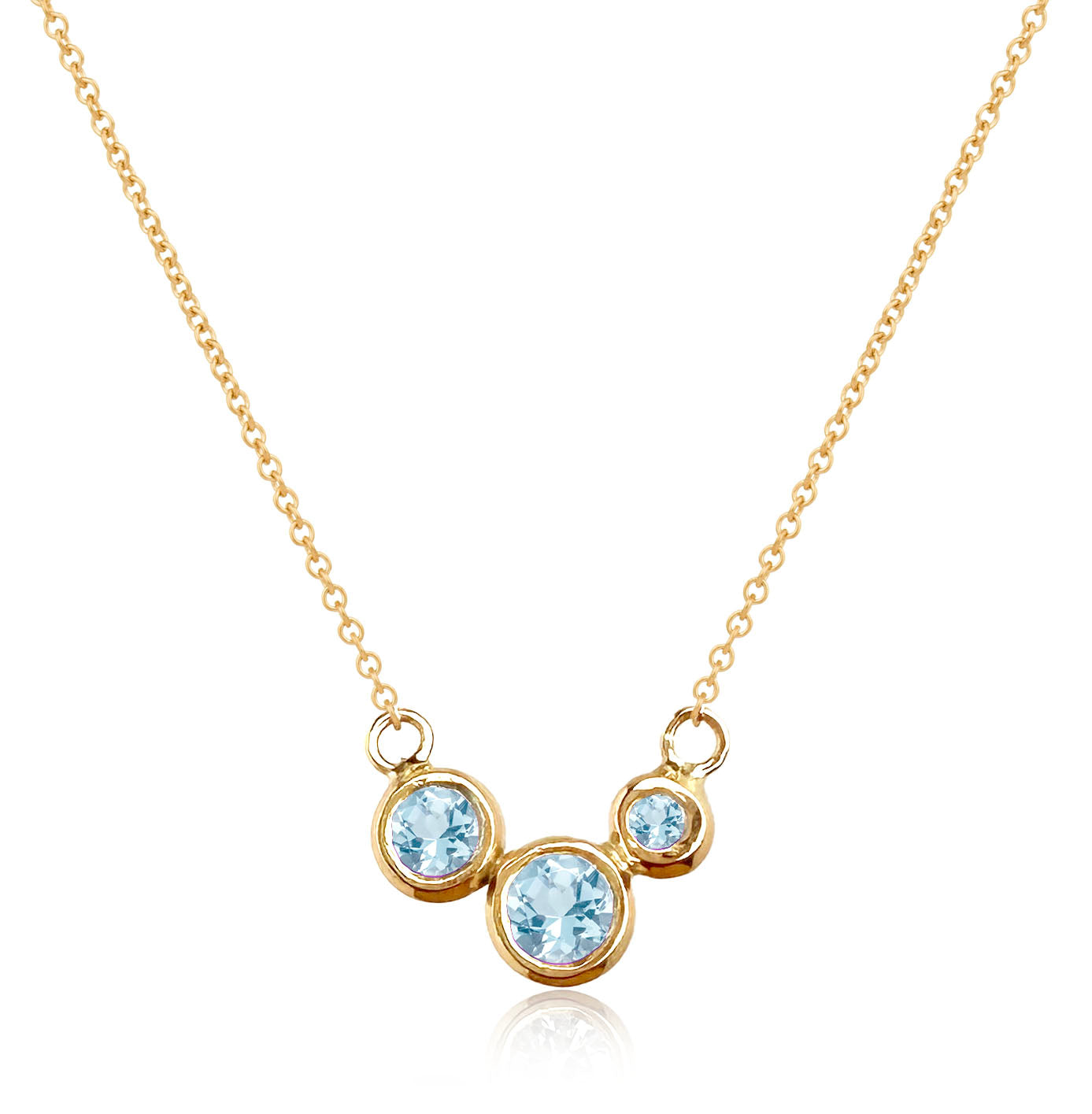 Molten Gold Necklace - Trio of Golden Orbs Set with Birthstones