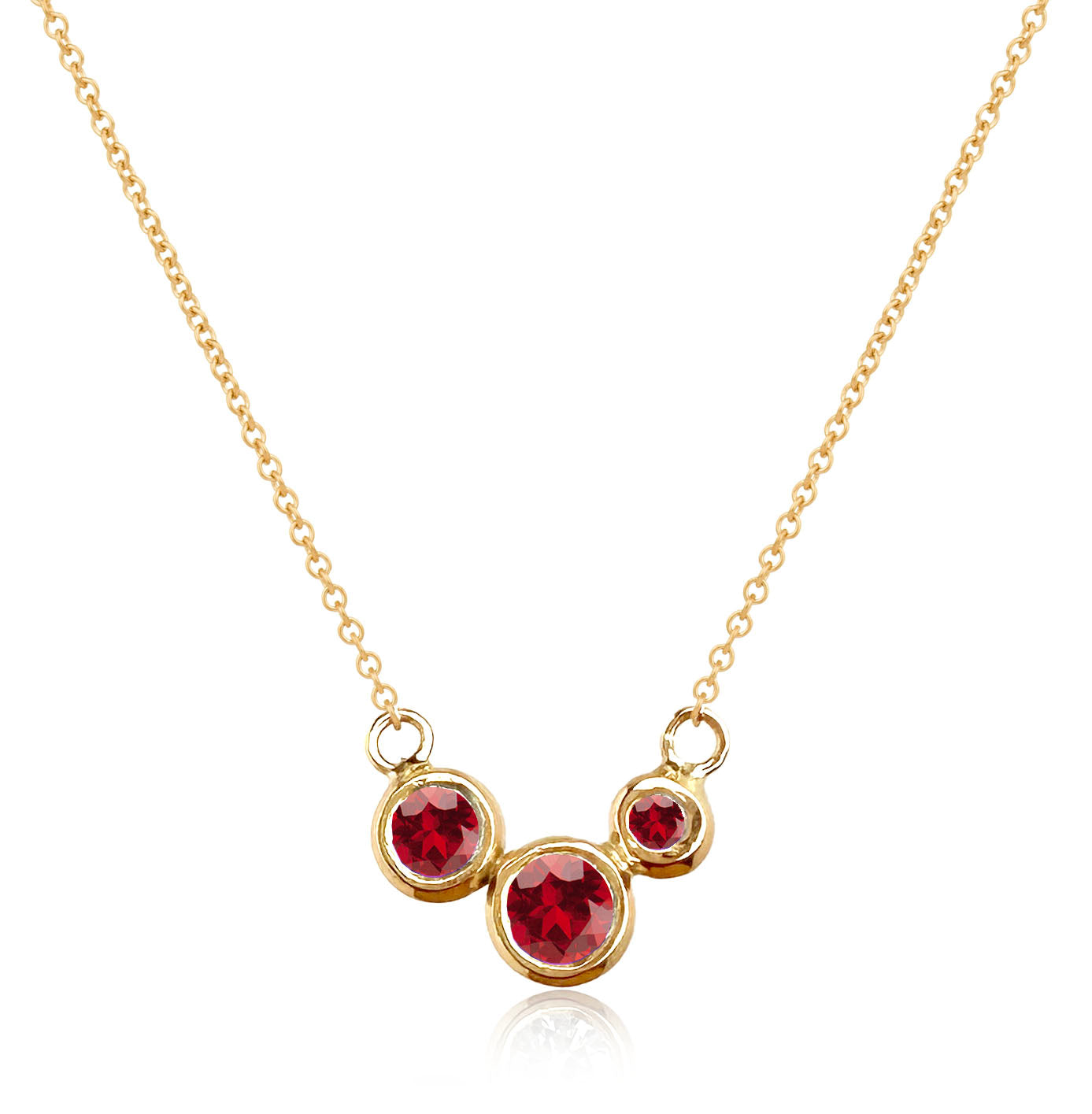 Molten Gold Necklace - Trio of Golden Orbs Set with Birthstones