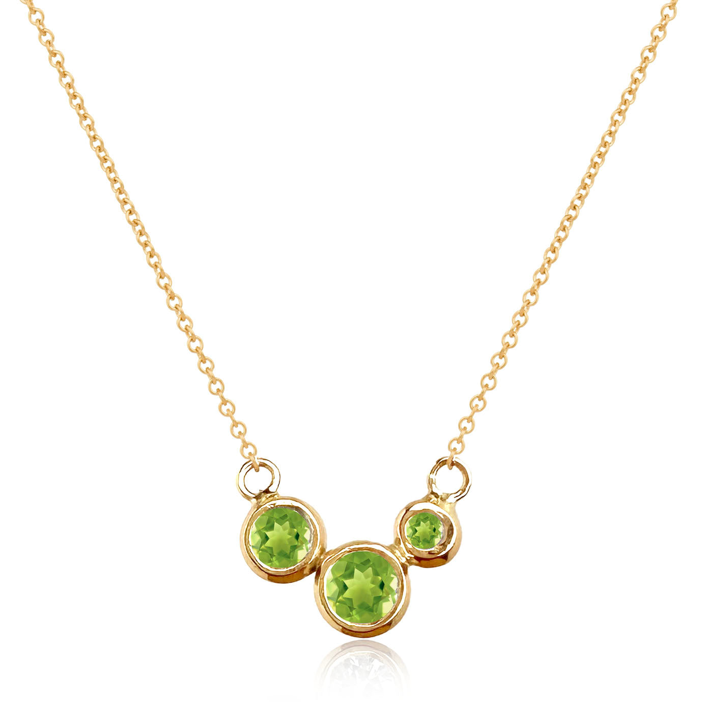 Molten Gold Necklace - Trio of Golden Orbs Set with Birthstones