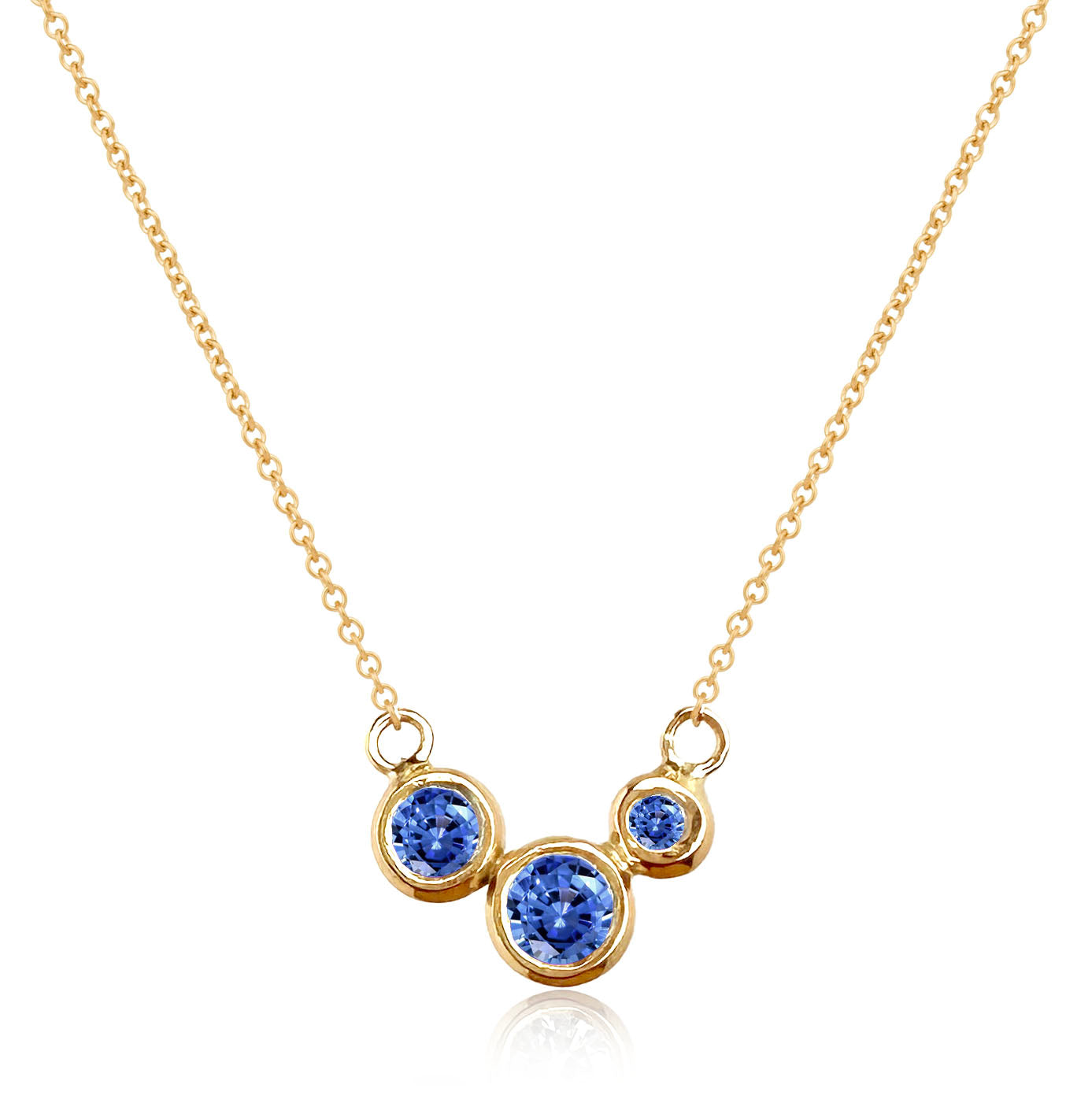 Molten Gold Necklace - Trio of Golden Orbs Set with Birthstones