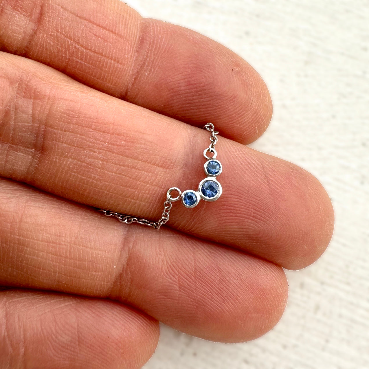 Molten Gold Necklace - Trio of Golden Orbs Set with Birthstones