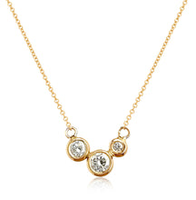 Load image into Gallery viewer, Molten Gold Necklace - Trio of Golden Orbs Set with Diamonds
