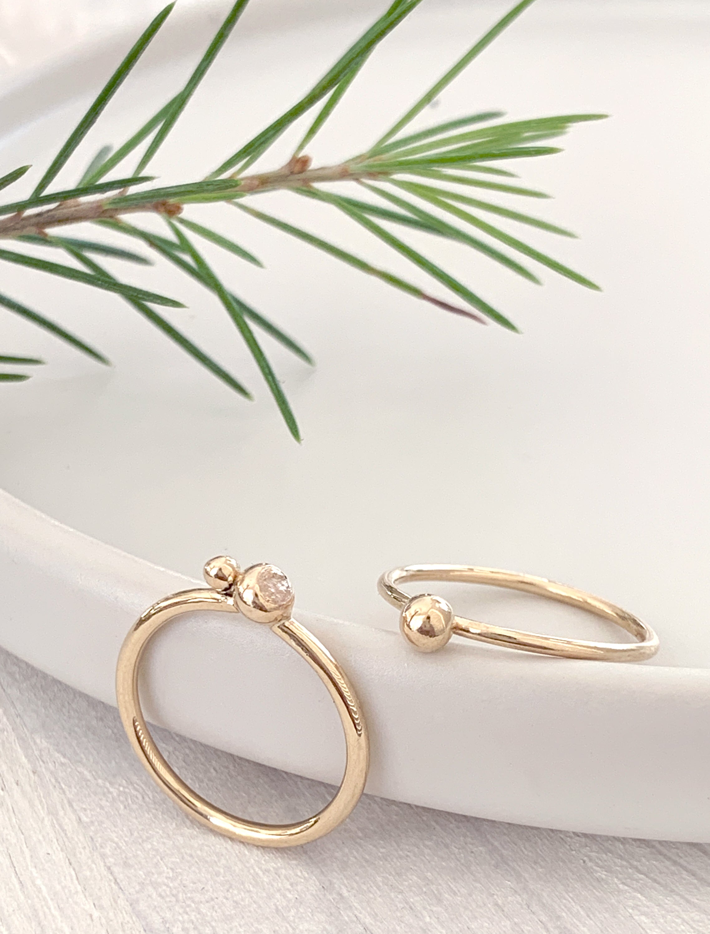 Molten Gold Stacking Ring with Gold Orb