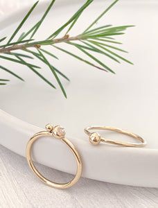 Gold Stacking Ring with Gold Orb