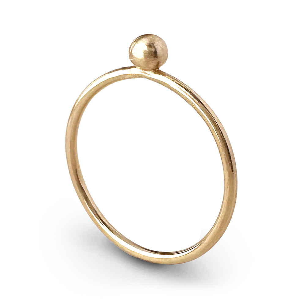 Molten Gold Stacking Ring with Gold Orb
