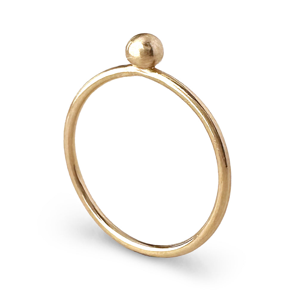 Molten Gold Stacking Ring with Gold Orb