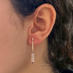 Twig Ear Stud Earrings with Tourmaline Baguette Drops