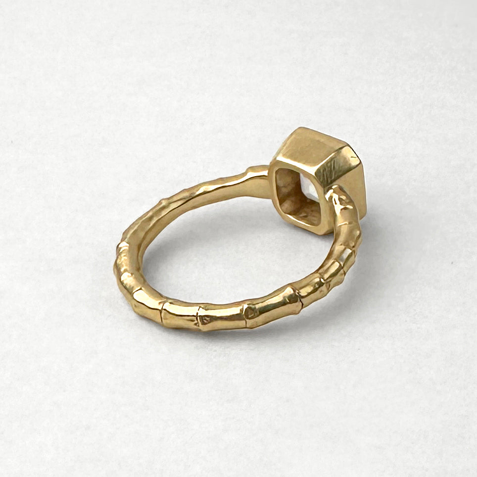 Hebe Twig Ring with Octagon White Sapphire