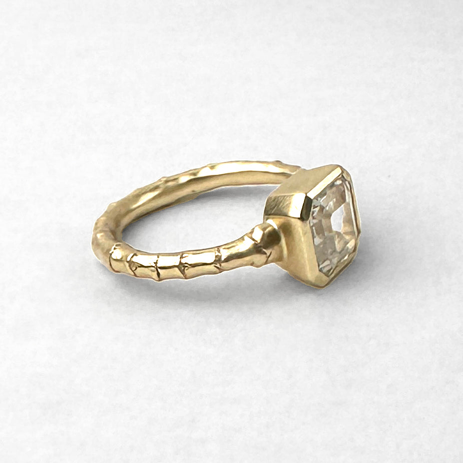Hebe Twig Ring with Octagon White Sapphire