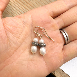 Freshwater Pearl and Diamond Statement Earrings