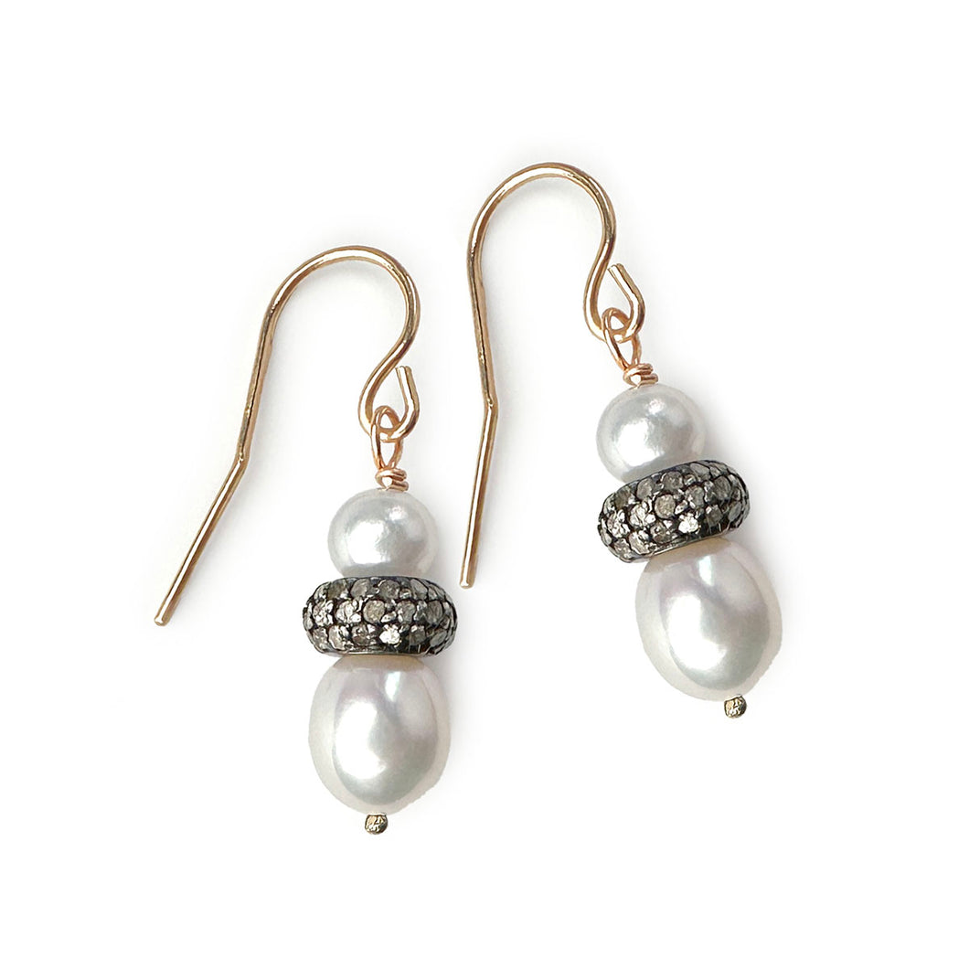 Freshwater Pearl and Diamond Statement Earrings