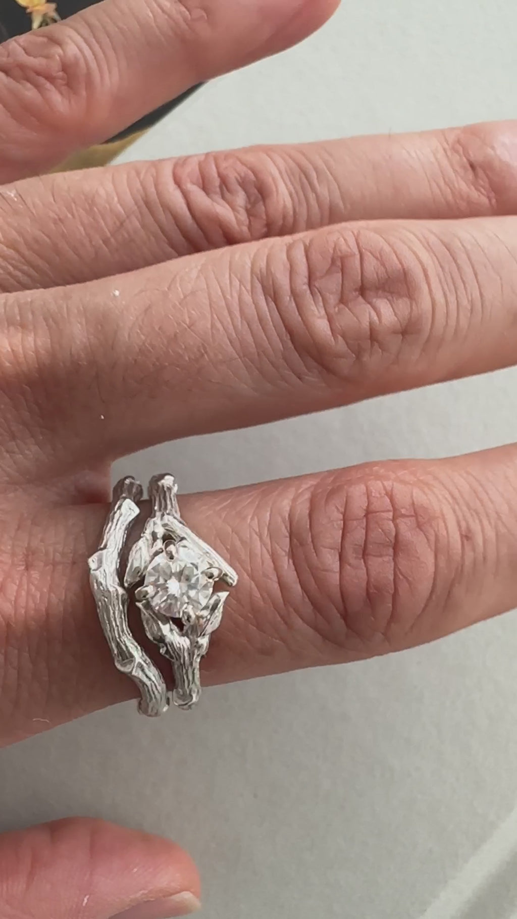 Willow Twig Engagement Ring in Sterling Silver with Moissanite