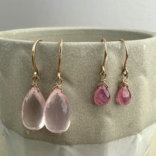 Load image into Gallery viewer, Drop Earrings in 9 carat gold with smooth sapphire drops
