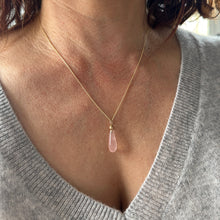 Load image into Gallery viewer, Smooth Drop Necklace with Rose Quartz in 9 carat gold
