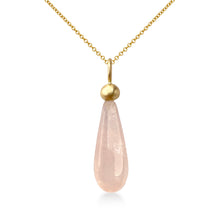 Load image into Gallery viewer, Smooth Drop Necklace with Rose Quartz in 9 carat gold
