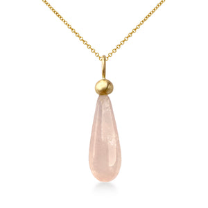 Smooth Drop Necklace with Rose Quartz in 9 carat gold