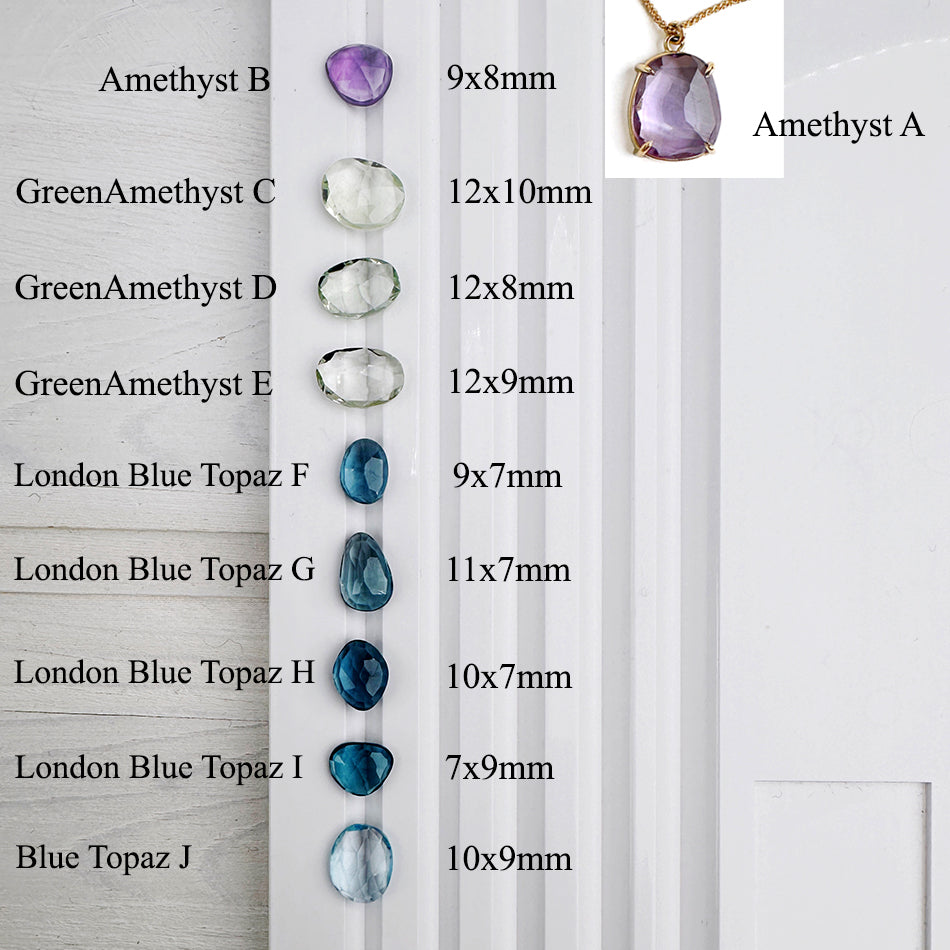 Rose Cut Pendant Necklace with Amethyst in Yellow Gold