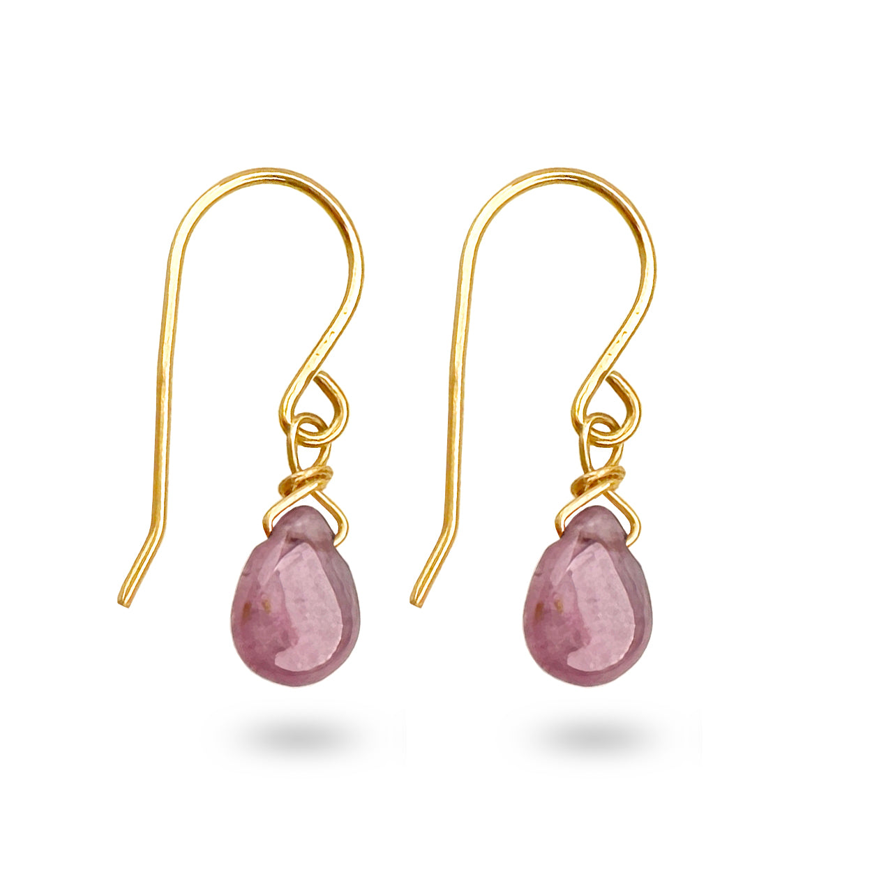 Drop Earrings in 9 carat gold with smooth sapphire drops