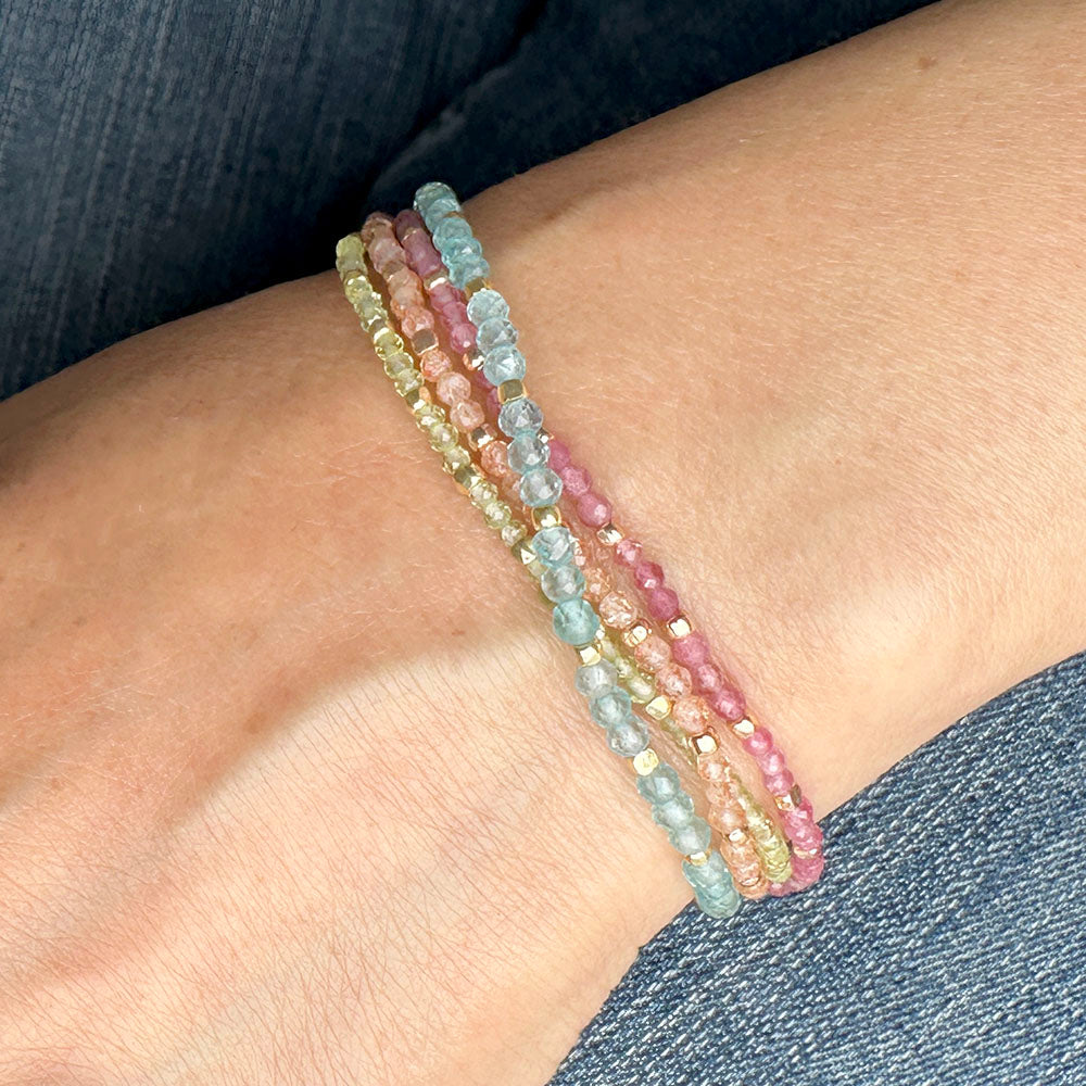 Stretch Bracelet with Tanzanite and Metallic Nugget Beads