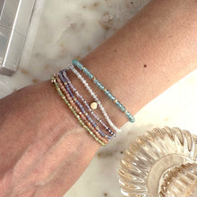 Load image into Gallery viewer, Stretch Bracelet with Peridot and Metallic Nugget Beads
