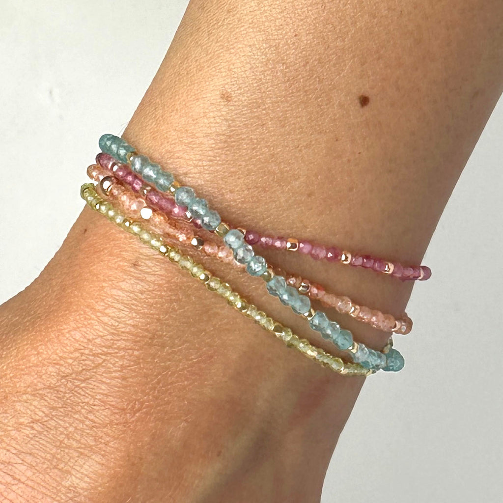 Stretch Bracelet with Tanzanite and Metallic Nugget Beads