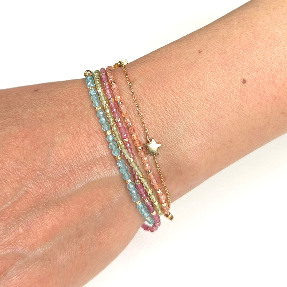 Stretch Bracelet with Peridot and Metallic Nugget Beads