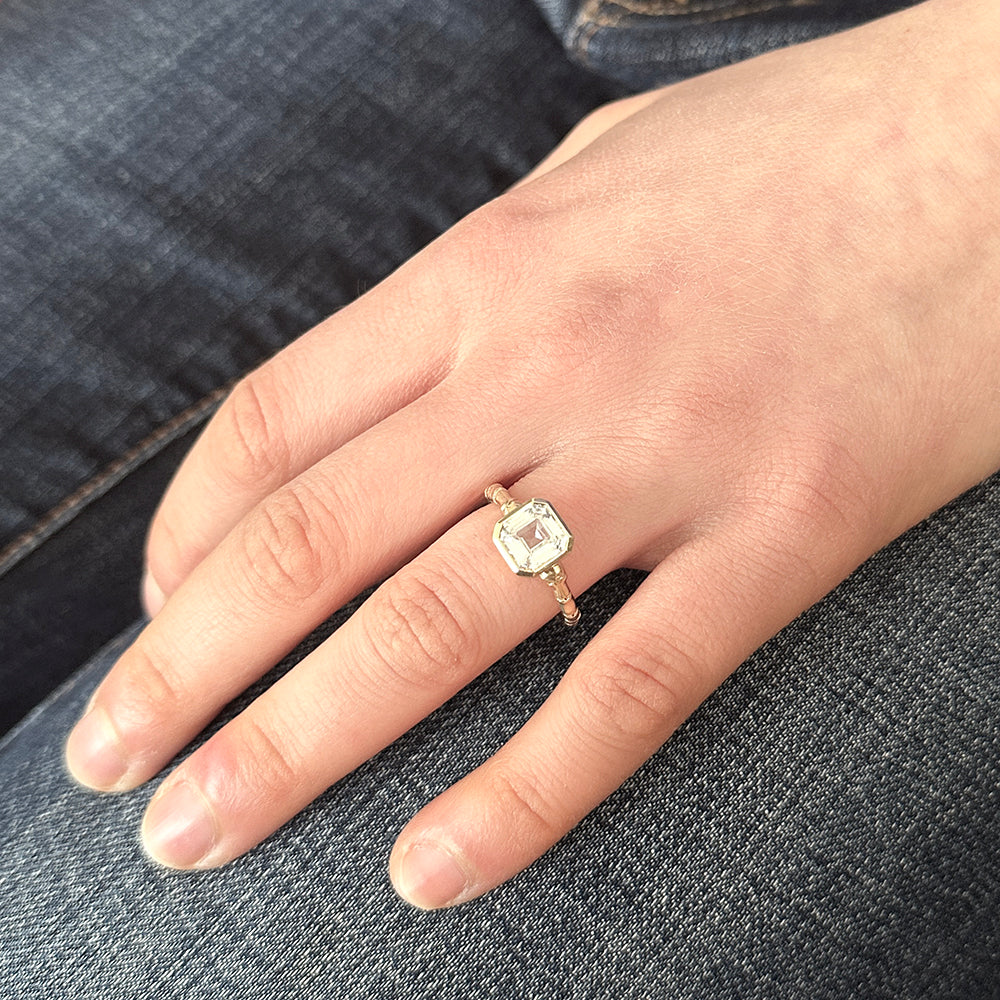 Hebe Twig Ring with Octagon White Sapphire