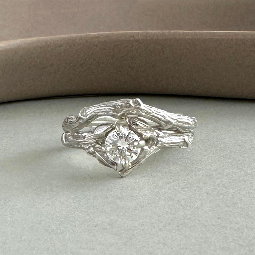 Willow Twig Engagement Ring in Sterling Silver with Moissanite