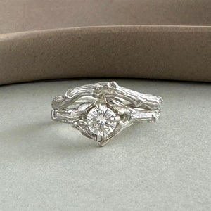 Willow Twig Engagement Ring in Sterling Silver with Moissanite