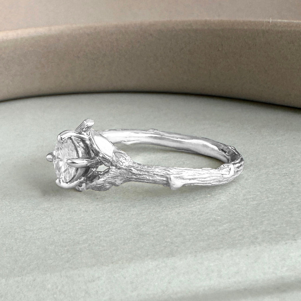 Willow Twig Engagement Ring in Sterling Silver with Moissanite