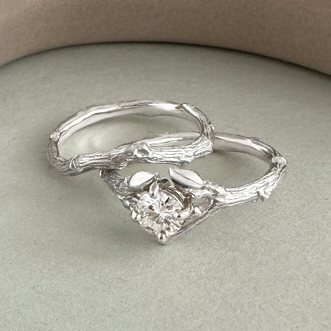 Willow Twig Engagement Ring in Sterling Silver with Moissanite