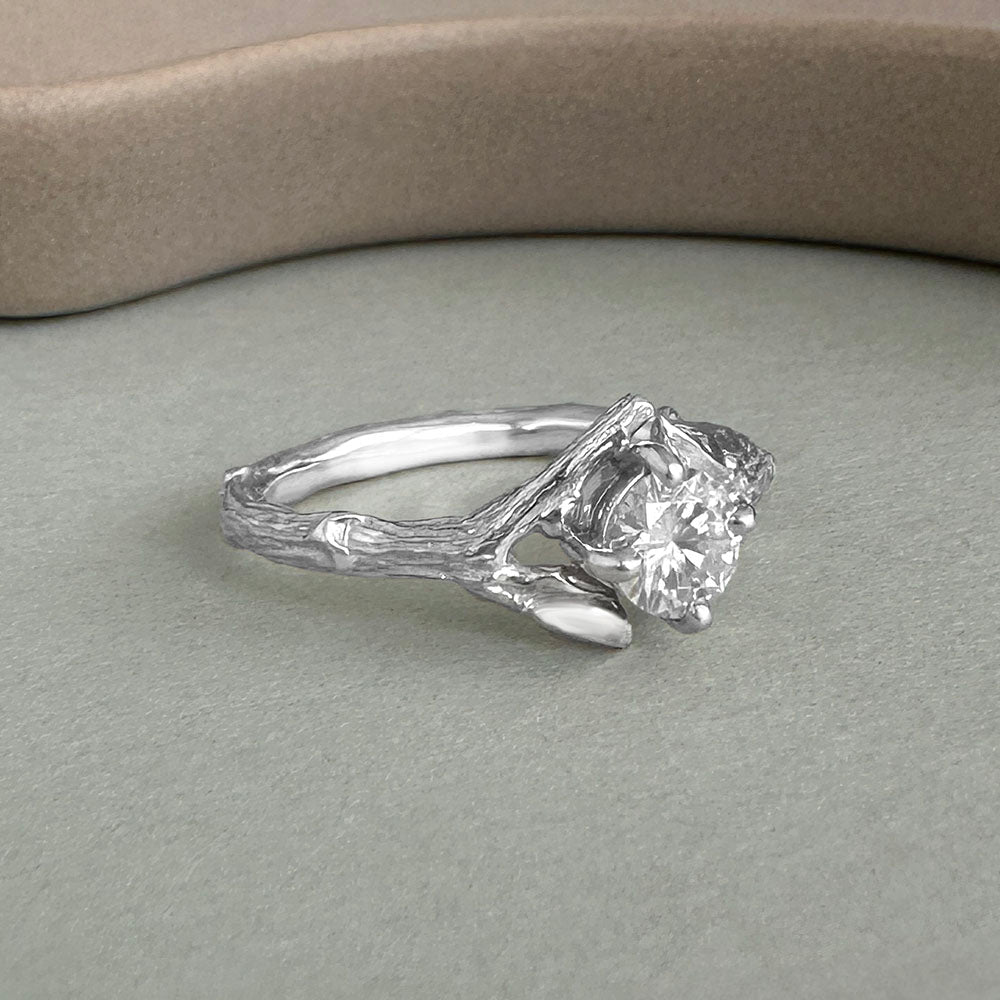 Willow Twig Engagement Ring in Sterling Silver with Moissanite