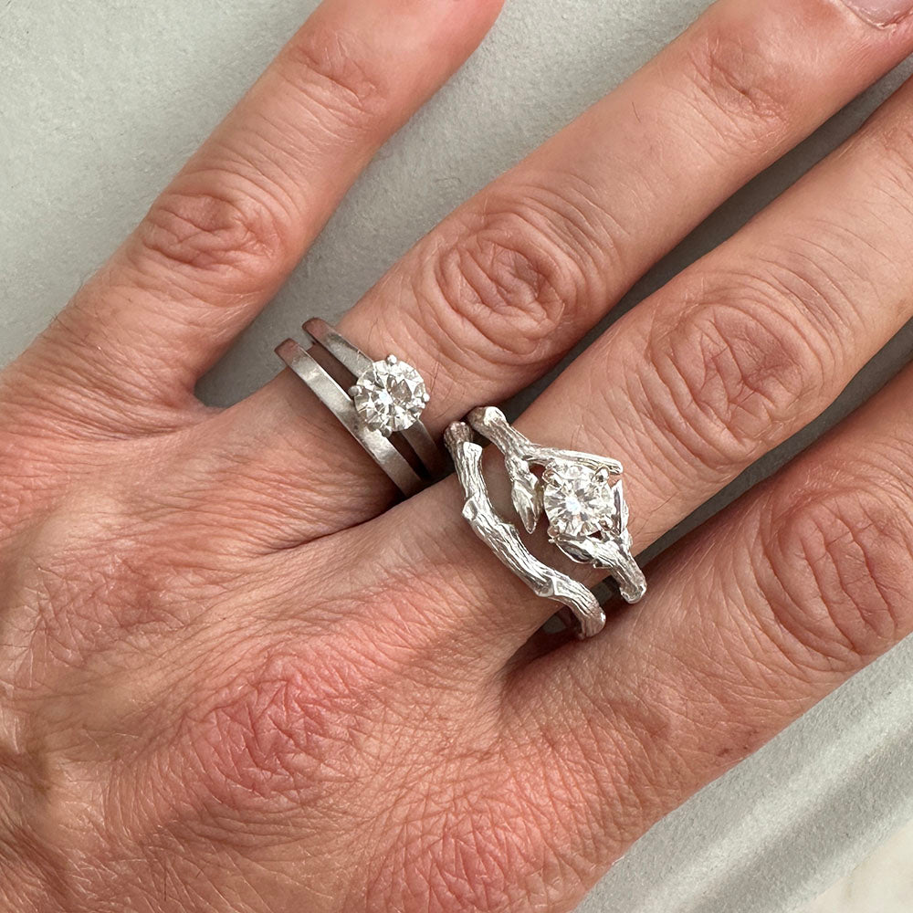Willow Twig Engagement Ring in Sterling Silver with Moissanite