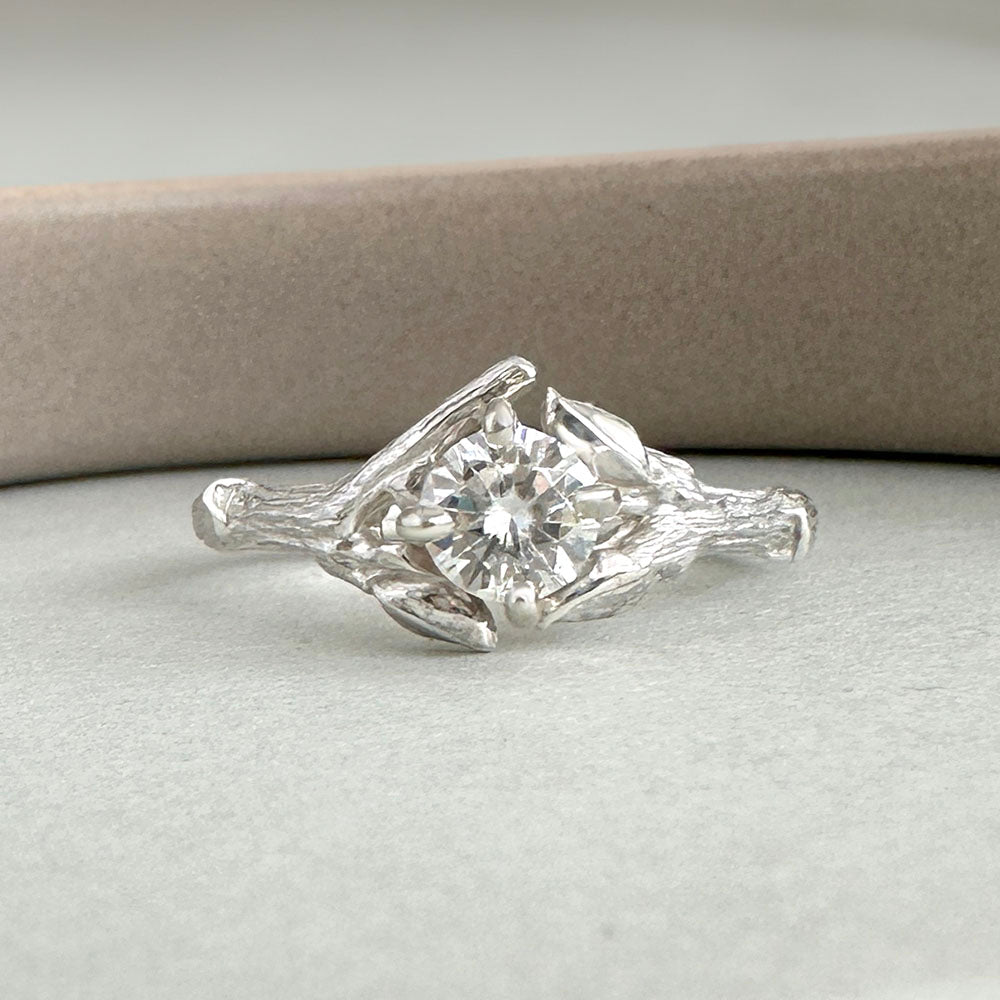 Willow Twig Engagement Ring in Sterling Silver with Moissanite