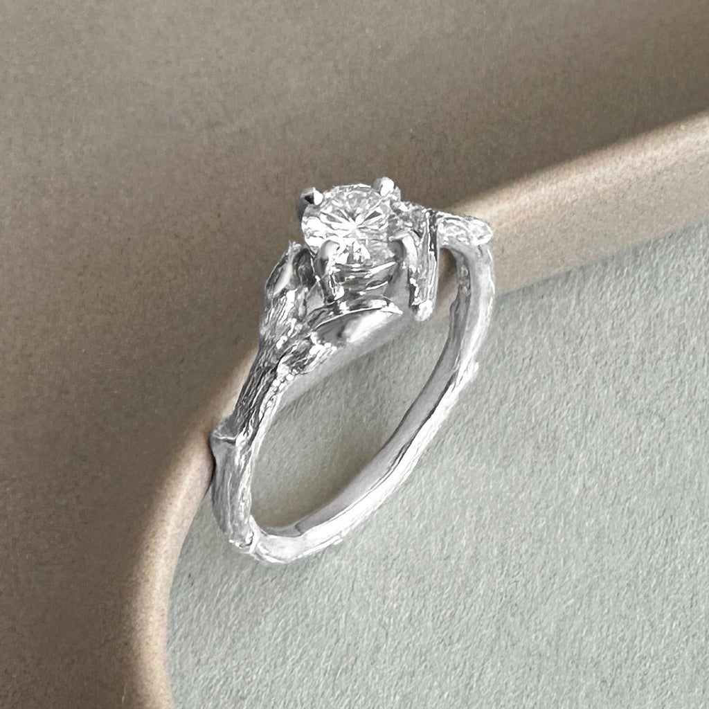 Willow Twig Engagement Ring in Sterling Silver with Moissanite