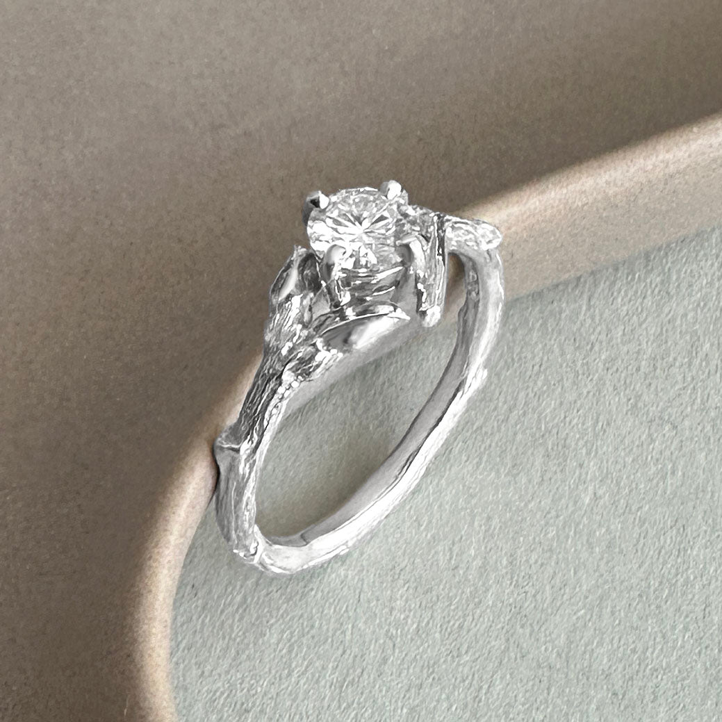 Willow Twig Engagement Ring in Sterling Silver with Moissanite