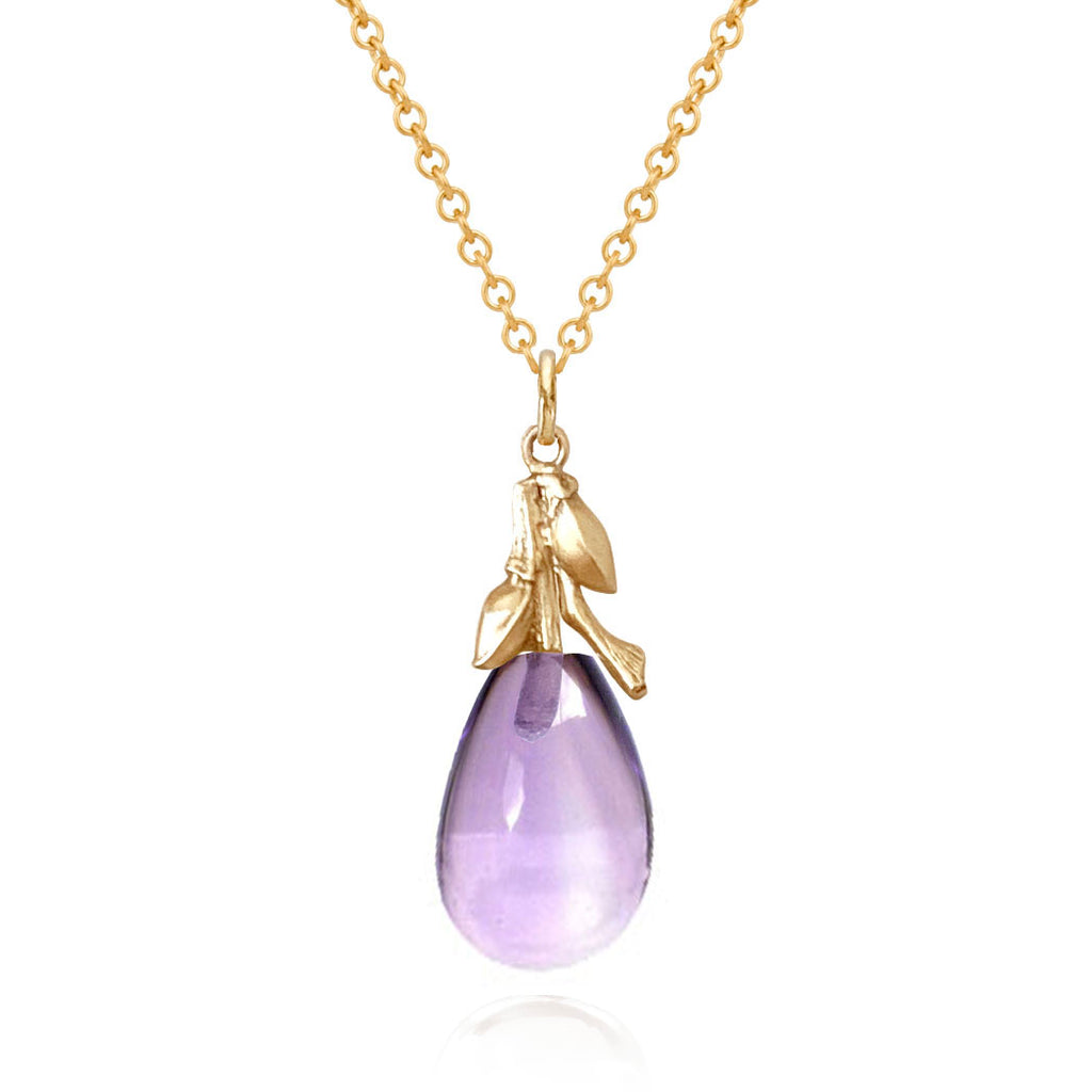 Willow Twig Drop Necklace in Solid Gold