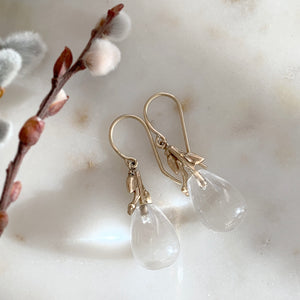 Willow Twig Drop Earrings in Solid Gold