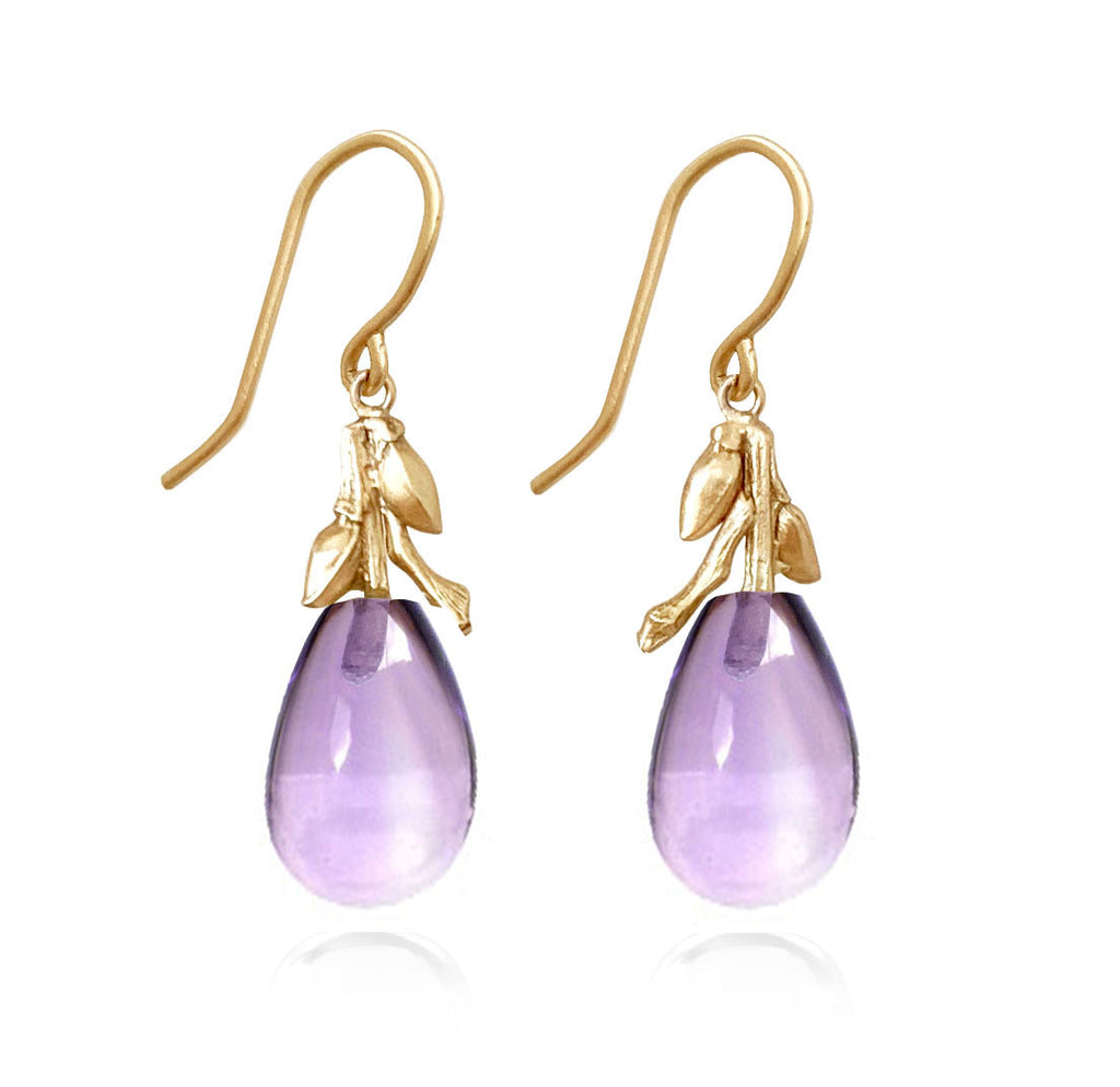 Willow Twig Drop Earrings in Solid Gold