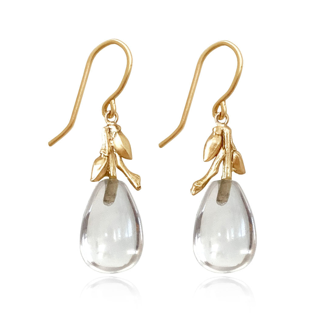 Willow Twig Drop Earrings in Solid Gold