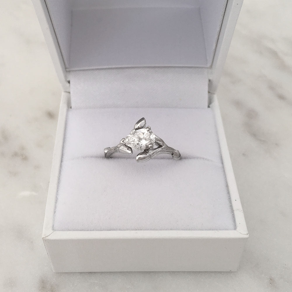 Willow Twig Engagement Ring in 18 carat Gold with Pear Cut Lab Grown Diamond
