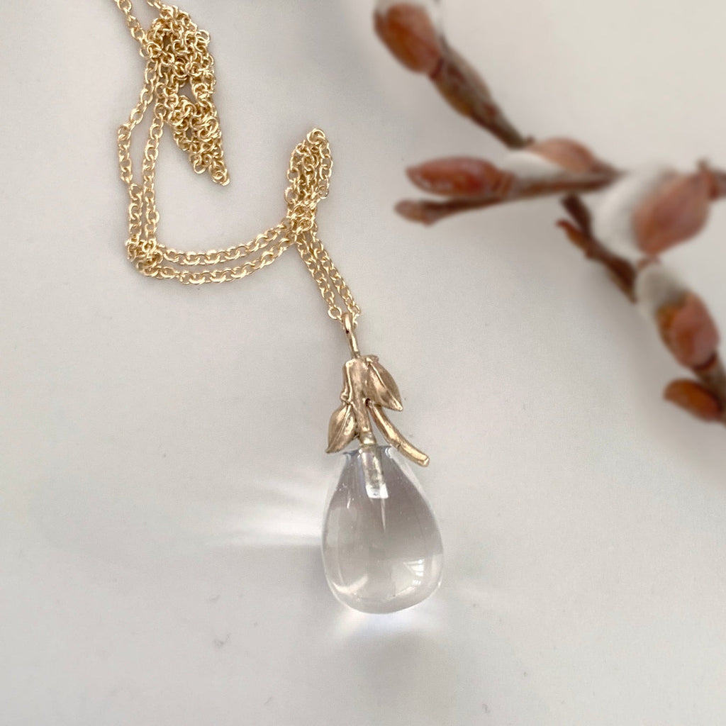 Willow Twig Drop Necklace in Solid Gold
