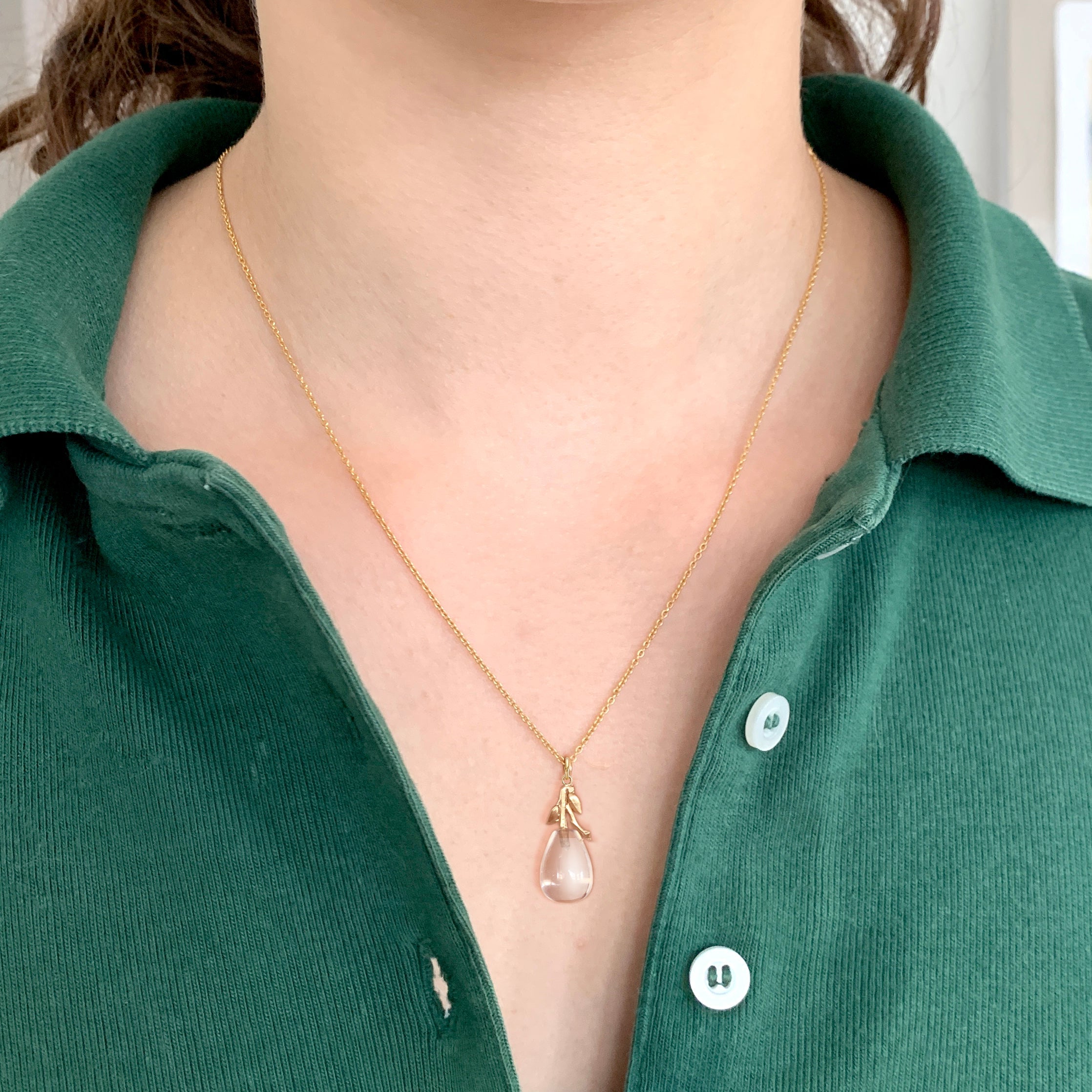 Willow Twig Drop Necklace in Solid Gold