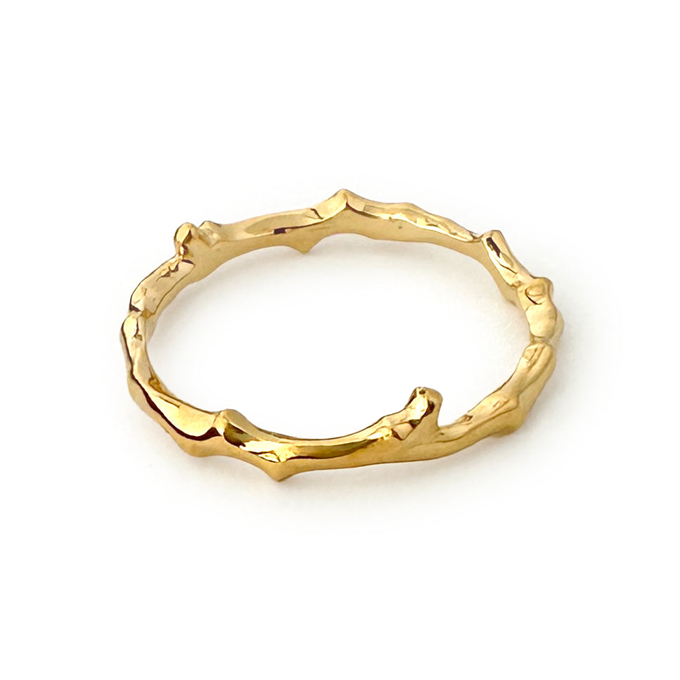Twig Band Stacking Ring or Wedding Ring in solid gold