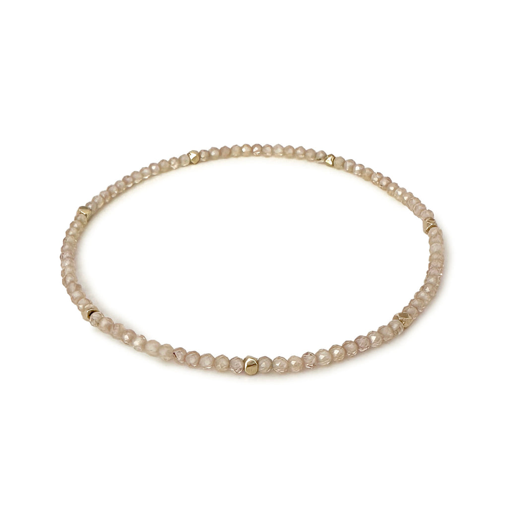 Gemstone Beaded Bracelet with Scattered Solid Gold Nugget Beads