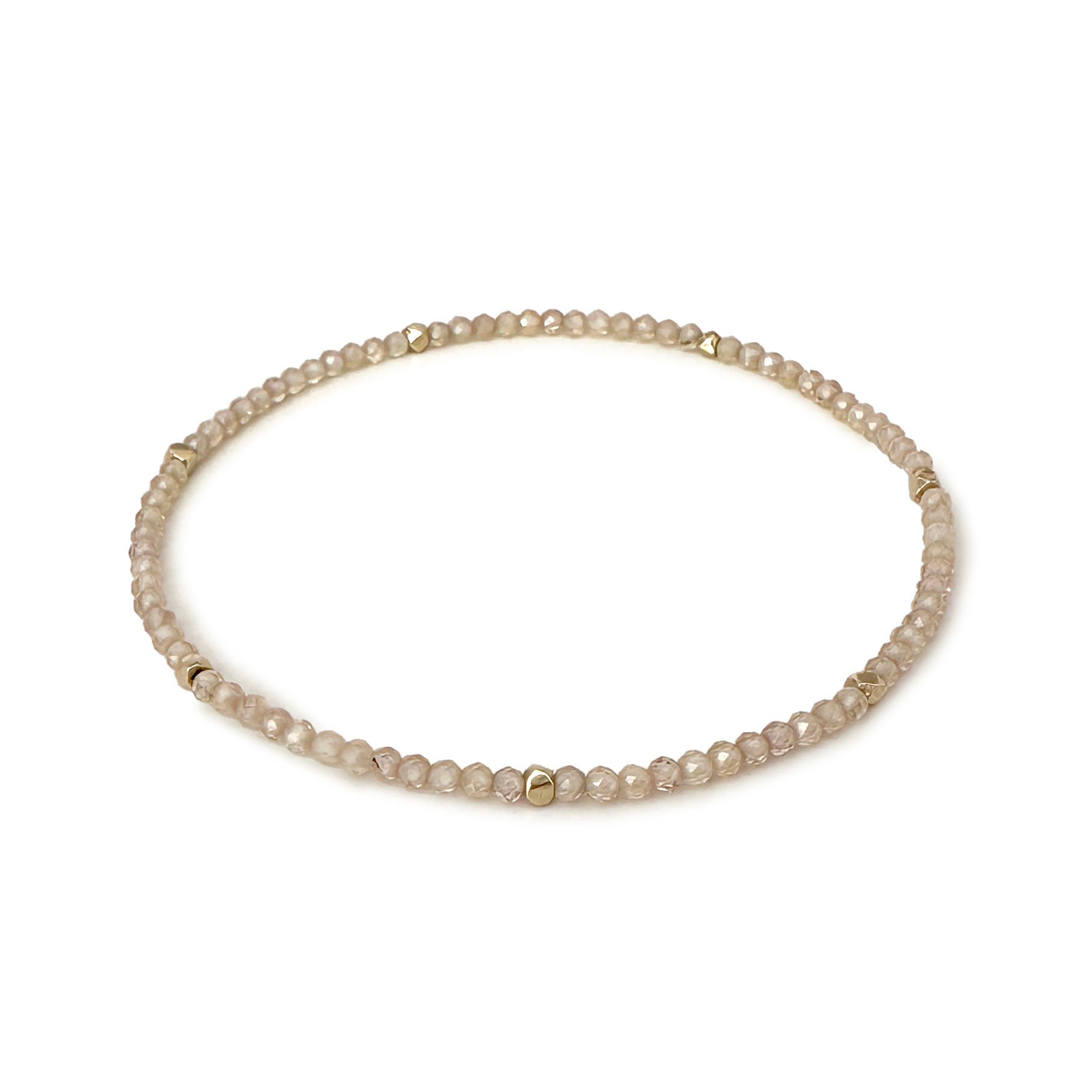 Gemstone Beaded Bracelet with Scattered Solid Gold Nugget Beads