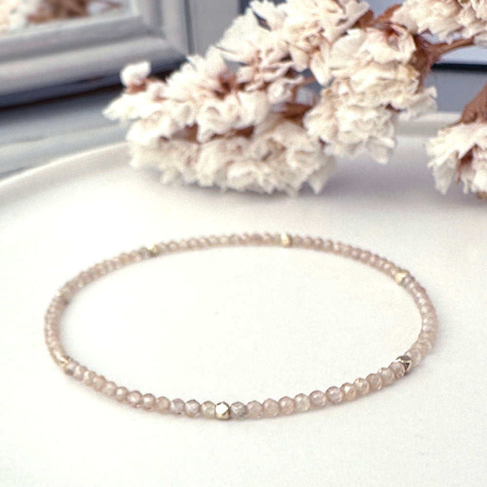 Gemstone Beaded Bracelet with Scattered Solid Gold Nugget Beads