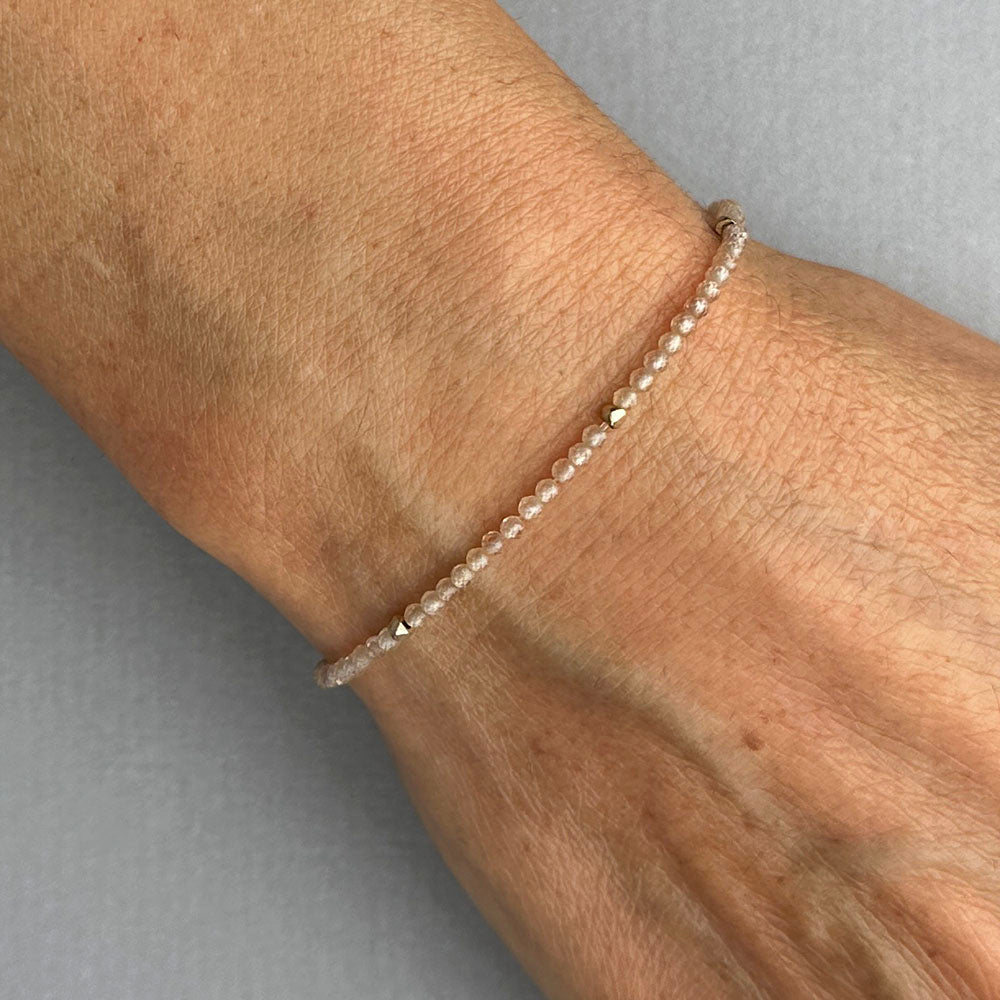 Gemstone Beaded Bracelet with Scattered Solid Gold Nugget Beads